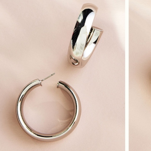 Anthropologie Jewelry - Anthropologie-NWT Silver Thick Twist Hoop Earrings